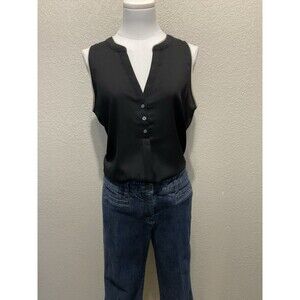 Ann Taylor, Women’s, Sleeveless Blouse, Split Neck, Black, Size: M